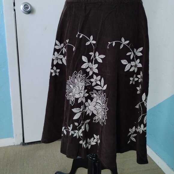 Talbots Brown Beaded Corduroy Skirt - Picture 4 of 12